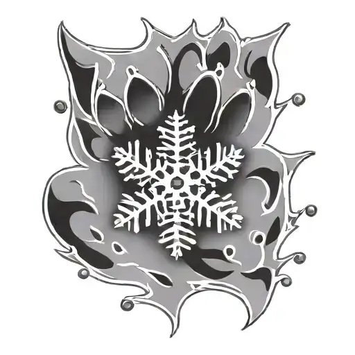 cat paw print snowflake inside  tattoo design idea