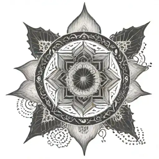 A Bali-inspired mandala incorporating elements of electricity tattoo design idea