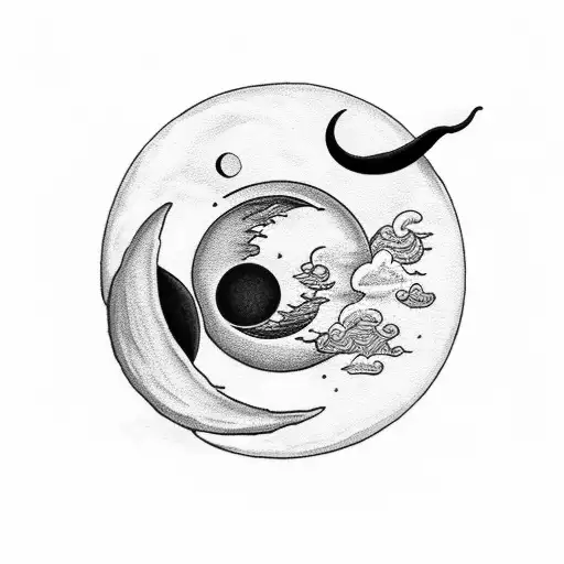 last quarter moon and waxing crescent moon tattoo design idea