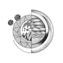 last quarter moon and waxing crescent moon tattoo design idea