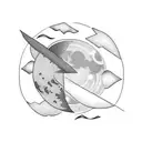 last quarter moon and waxing crescent moon tattoo design idea