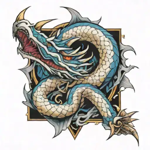 blue eyes white dragon tattoo design idea