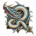 blue eyes white dragon tattoo design idea