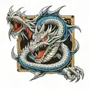 blue eyes white dragon tattoo design idea