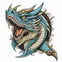 blue eyes white dragon tattoo design idea