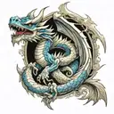 blue eyes white dragon tattoo design idea