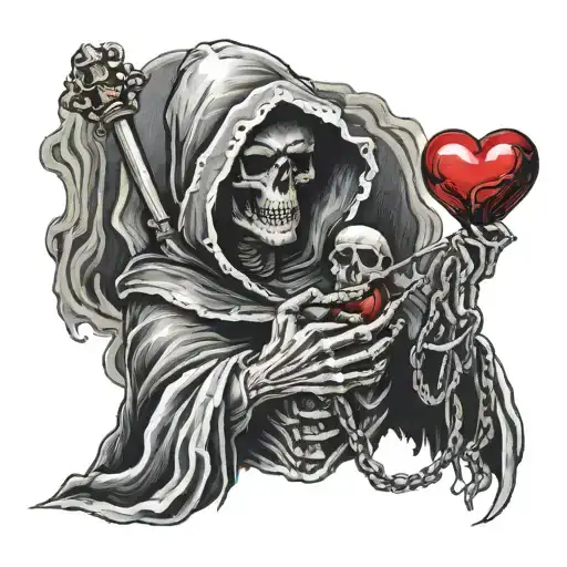 grim reaper sewing up your heart  tattoo design idea