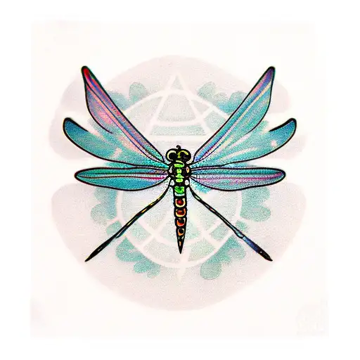 dragonfly and clover leaf tattoo design idea