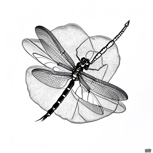 dragonfly and lucky 4 leaf clover tattoo design idea