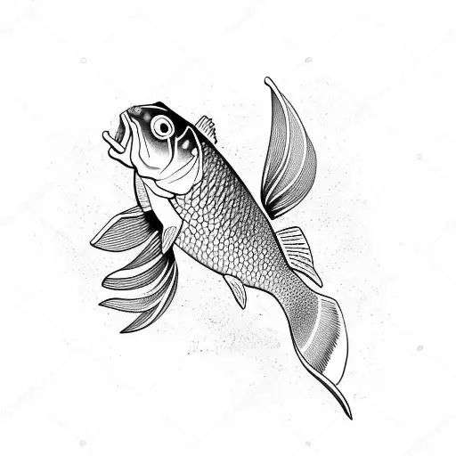 carp in pool tattoo design idea