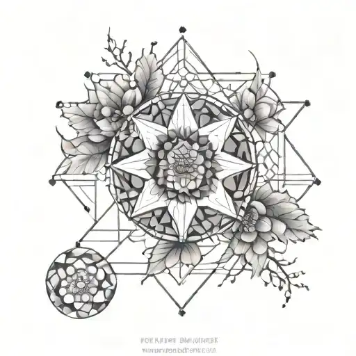 lunar cycle and violet flower tattoo design idea