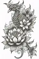phoenix and lotus flower tattoo design idea