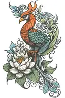 phoenix and lotus flower tattoo design idea