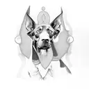 3 doberman on chest tattoo design idea