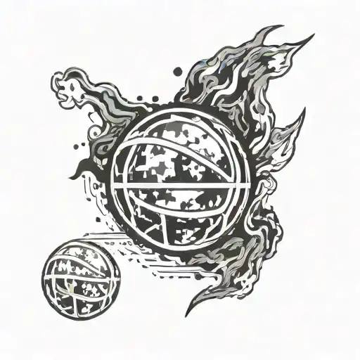 A basketball merging into a camouflage pattern, symbolizing the client's love for basketball and their occupation in the Army tattoo design idea