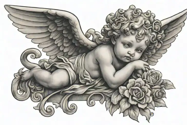 cherub angel tattoo design idea
