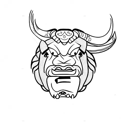  angry bull tattoo design idea