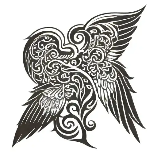Two angel wings tattoo design idea
