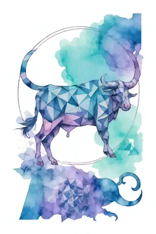 geometric Taurus zodiac symbol tattoo design idea