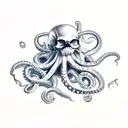 Combination of skull and octopus tattoo design idea