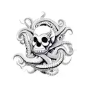 Combination of skull and octopus tattoo design idea