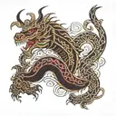 maori design with japanesse dragon whit salura tattoo design idea