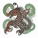 maori design with japanesse dragon whit salura tattoo design idea