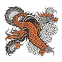 maori design with japanesse dragon whit salura tattoo design idea