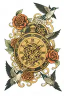 timeless clock tattoo design idea