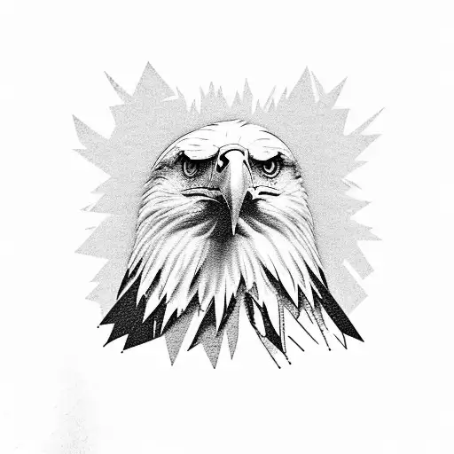 eagle, mountains, bear, newspaper interlacing tattoo design idea