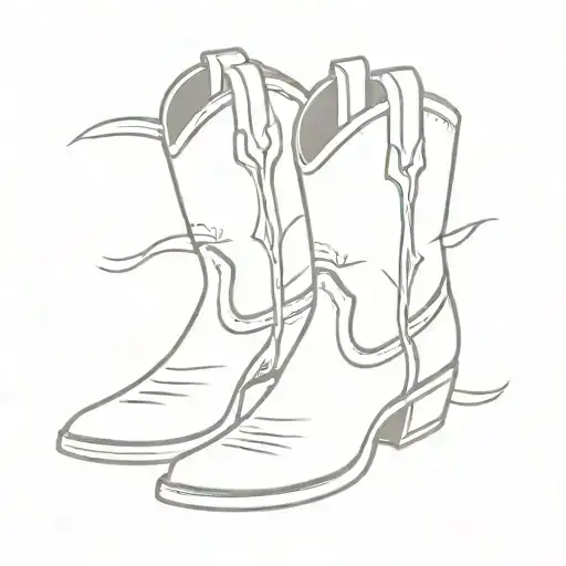 fine line cowboy boot minimalistic outlines only  tattoo design idea