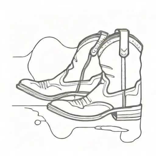 fine line cowboy boot minimalistic outlines only, just one boot  tattoo design idea