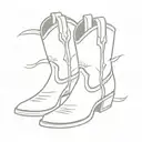 fine line cowboy boot minimalistic outlines only  tattoo design idea