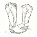 fine line cowboy boot minimalistic outlines only  tattoo design idea