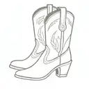 fine line cowboy boot minimalistic outlines only  tattoo design idea