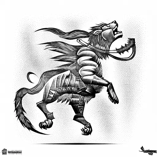 a spartan warrior riding a roaring lion tattoo design idea