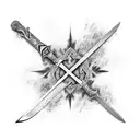 Sword no background with one half of the blade Maori Tribal Tattoo design influence, the other half Swiss-influence tattoo design idea