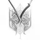 Sword no background with one half of the blade Maori Tribal Tattoo design influence, the other half Swiss-influence tattoo design idea