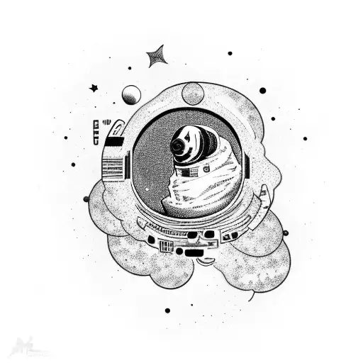 German Shorthaired Pointer astronaut exploring a galaxy tattoo design idea