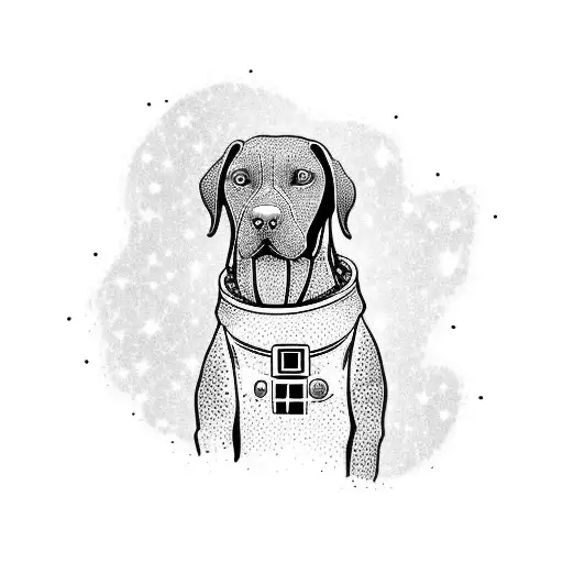 German Shorthaired Pointer astronaut exploring a galaxy tattoo design idea