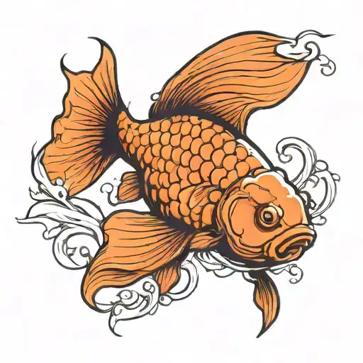 tough goldfish  tattoo design idea