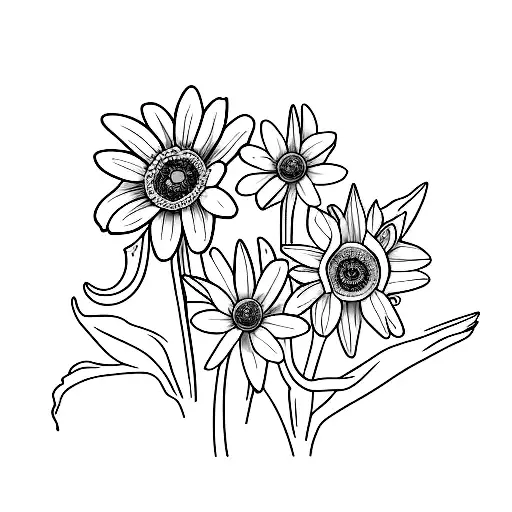 daisy and 2 daffodil tattoo design idea