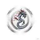 Realistic fanfir dragon connected to vegvisir encircled by elder futhark runes with red background tattoo design idea