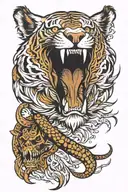 tiger , snake eagle skull tattoo design idea