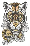 tiger , snake eagle skull tattoo design idea