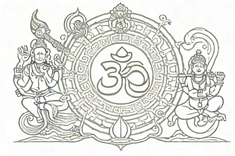 Om namha shivaya with trishul and rudraksh. tattoo design idea