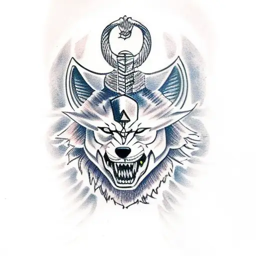 Spartan warrior riding a fierce wolf into battle tattoo design idea