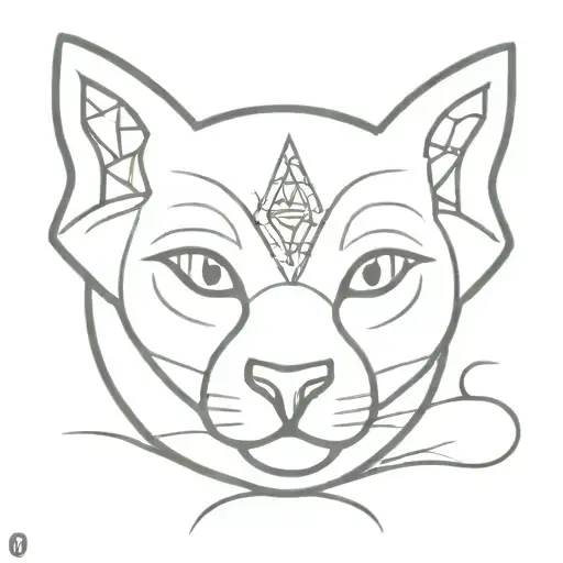 stoned cat with ears like an elephant with runes tattoo design idea