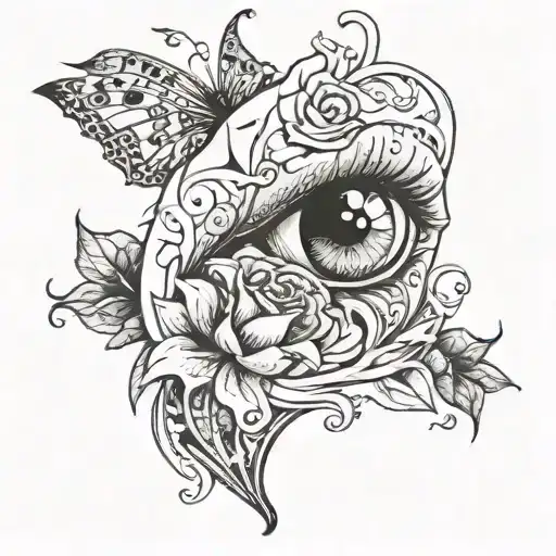 a unique feminine tattoo colored, simple, cute and surreal suitable for shoulder for petites tattoo design idea