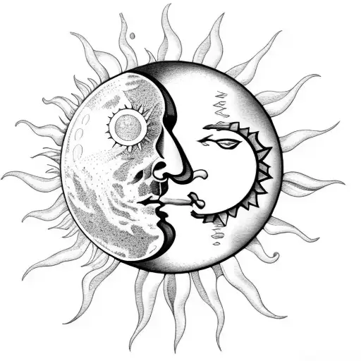 Sun and moon in a crystal ball tattoo design idea